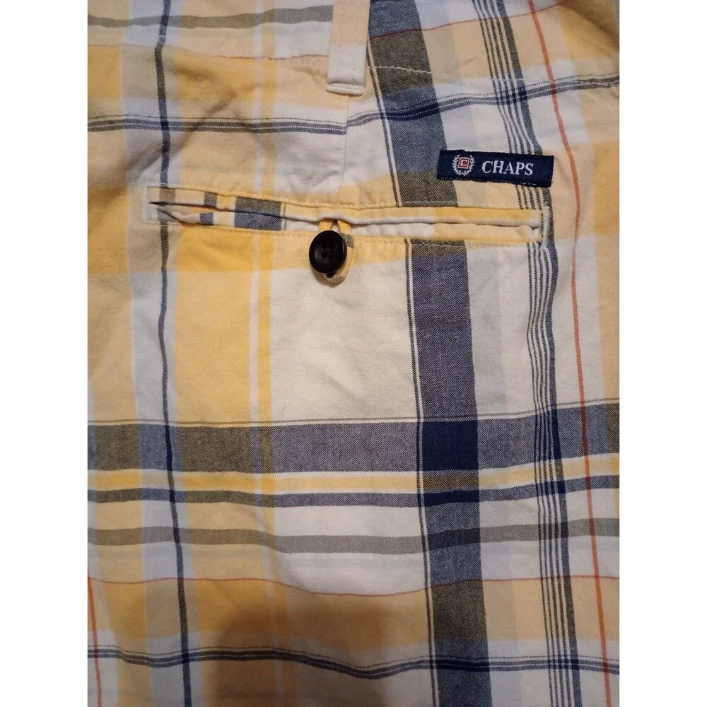 Chaps Men’s Shorts Size 40 Plaid Yellow Blue White